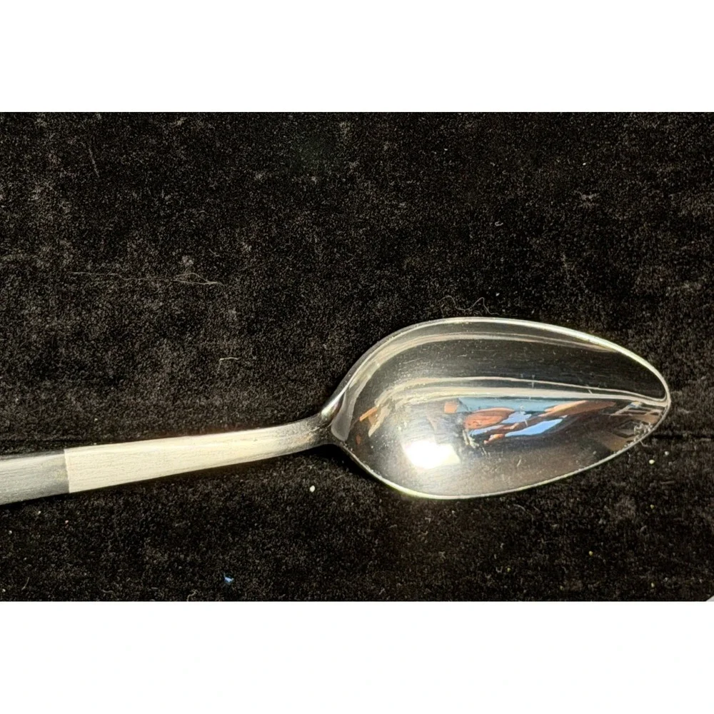Kingston Stainless-Soup Spoons, Set of 4 Mid Century Modern Two Tone 7.5 in, NEW